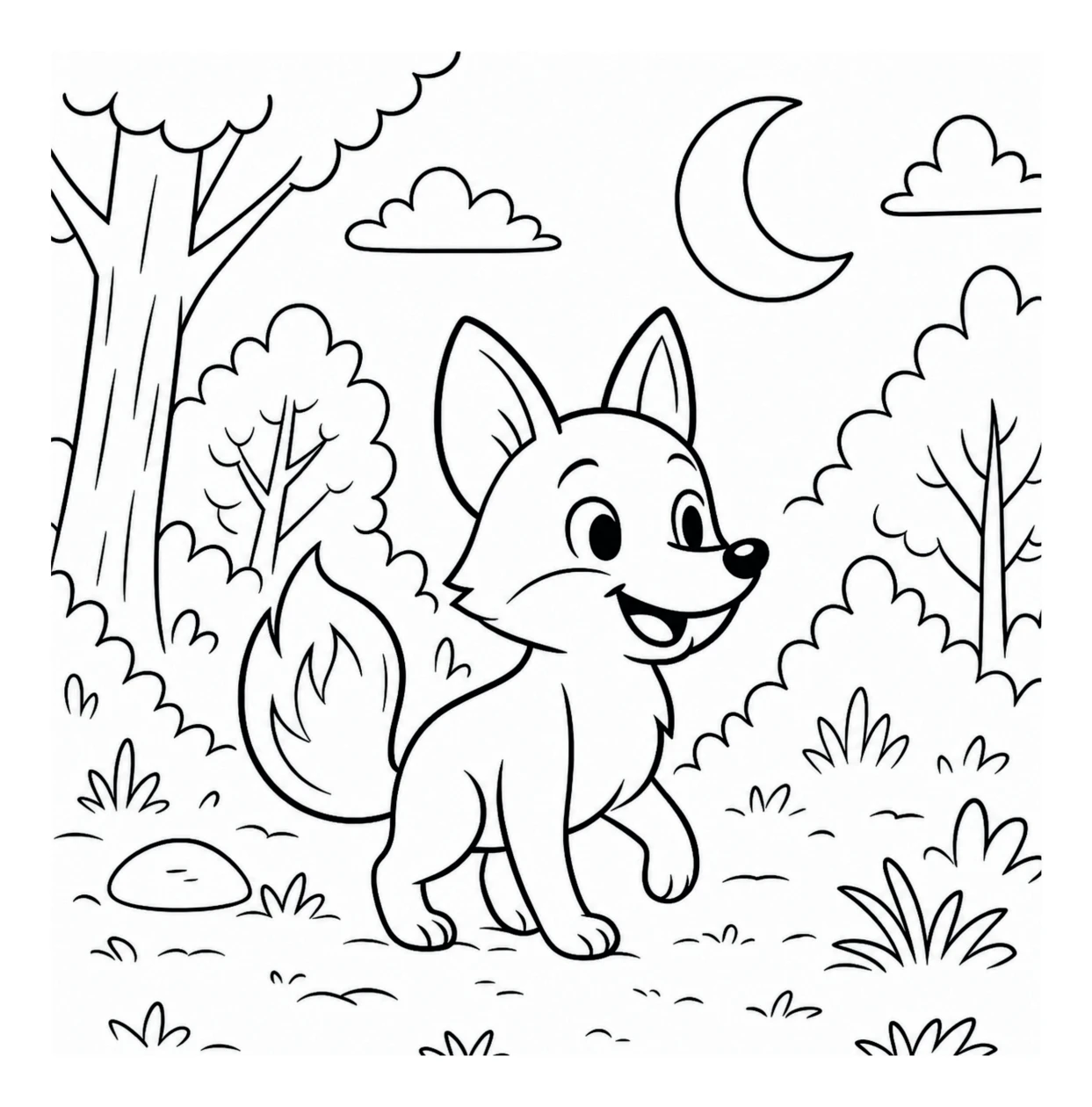 Colouring page: Flixt in the forest